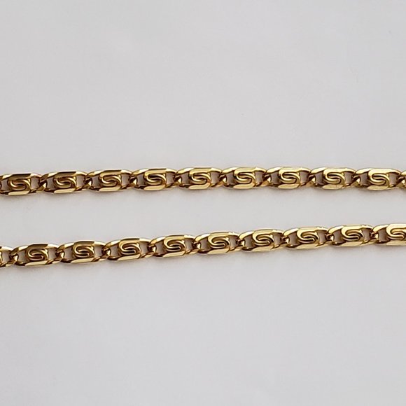 18k Gold Plate Over Brass Scroll Link Heavy Necklace 18" ≈ 32.6 grams - Picture 5 of 7